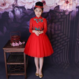 Etnische Kleding Rode Jaar Chinese Jurk Kinderen 2023 Mode Kinderen Cheongsam Baby Meisje Moderne Qipao Vestido Oosterse Jurken Traditionele