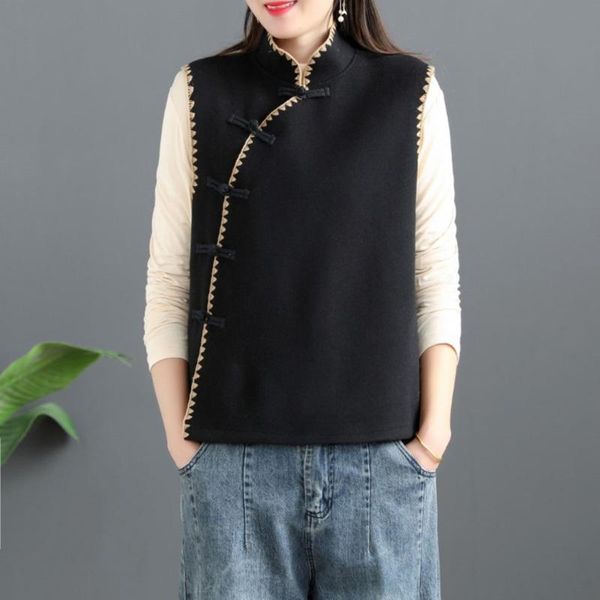 Vêtements ethniques Retro Chinese Top Vest Veme Femme Modern Tang Tap Gilet Shirt Loose Oriental Chine Blouse traditionnelle Harajukuethnique