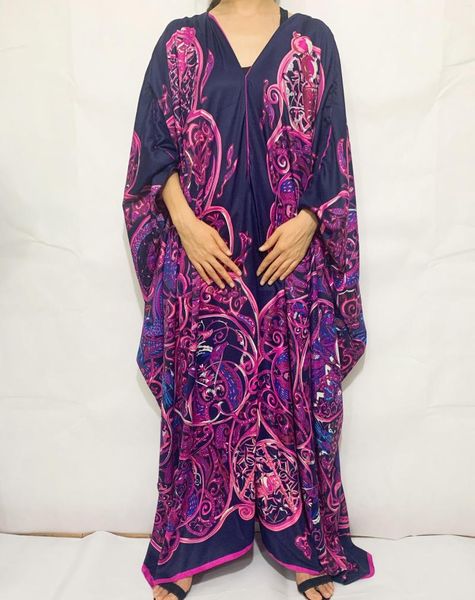 Vêtements ethniques rétro imprimé été koweït soie caftan Maxi robes lâche Sexy dame boehmian banc fête longue robe africaine