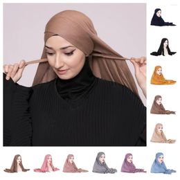Vêtements ethniques Retro Couleur solide Hijab Simple Single Caler Cross Scarf élégant Emballage de tête extérieure extérieure