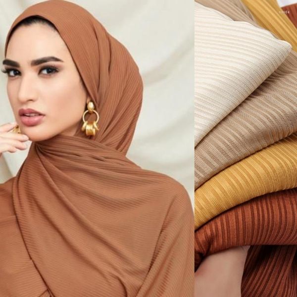 Vêtements ethniques Jersey côtelé Hijab écharpe femmes musulmanes voile couvre-chef islamique Ramadan foulards dames châle