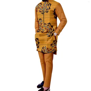Vêtements ethniques Riche Mode Africain Traditionnel pour hommes Imprimer Chemises et pantalons 2 pièces Ensemble Costume formel Soirée de mariage