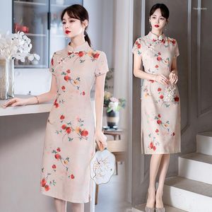 Etnische kleding gewaad Chinoise nationale stijl jonge vrouwen verbeterden Cheongsam Chinese traditionele Qipao -jurk met korte mouwen