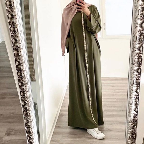 Vêtements ethniques Robe Femme Musulmane Femmes musulmanes Couture Paillettes Moyen-Orient Longue Robe Abaya Dubaï Mode Turquie Robes