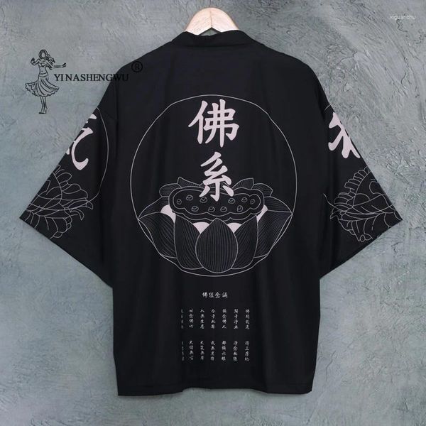 Vêtements ethniques du bouddhisme imprimé femmes mode Japonais Kimono Cardigan Soleil Protecteur Streetwear Style Hip Hop Unisexe Tops Camisa
