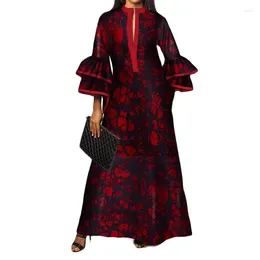 Vêtements ethniques !Vente!!Robes longues imprimées africaines pour femmes Bazin Riche coton volants manches robes conception