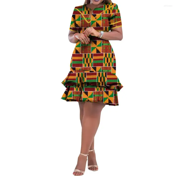 Venta de ropa étnica !!!Moda Vestidos africanos de riqueza bazin para mujeres Ankara manga corta damas vestidos de túnica