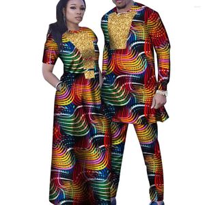 Vente de vêtements ethniques!Femmes imprimées robes dashiki tenues africaines couple vêtements assortis pour mariage bazin hommes costumes veste et pantalons