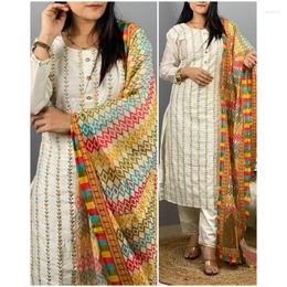 Vêtements ethniques Salwar Kameez Set Kurti Palazzo Multicolour Dupatta Handmade Cotton tissu traditionnel