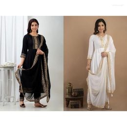Etnische kleding sari vrouwen rechte kurti broek met dupatta 3pc salwar kameez feestjurk