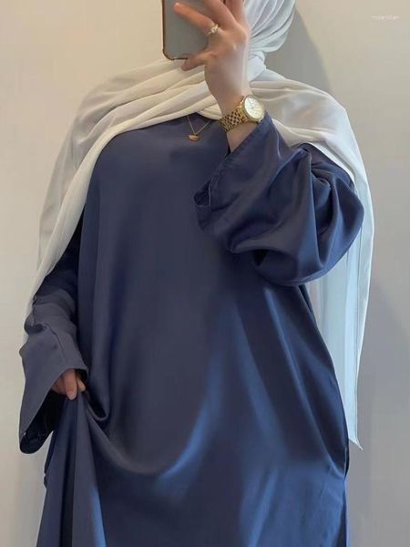 Vêtements ethniques Satin Abaya Fermé Turquie Musulman Mode Hijab Robe Plaine Abayas de base pour femmes Dubaï 2023 Islam Ramadan Kaftan