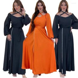 Ropa étnica satin diamond eid fiesta marruecos abaya musulmán para mujeres manga de linterna vestidos maxi dubai kaftan árabe islam islam