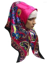 Etnische Kleding Satijnen Hijab 100 100 Cm Hijaabs Voor Vrouw Cashewnoot Mode Moslim Vierkante Sjaals Tulband Femme