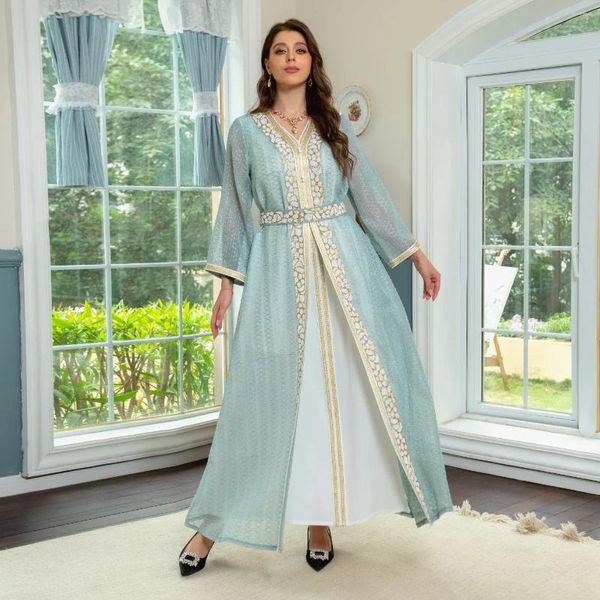 Vêtements ethniques Arabie saoudite Dubaï Abayas Lumière Luxury Muslim Set Diamond Abaya For Women Party Two-Piece Robe Caftan Evening
