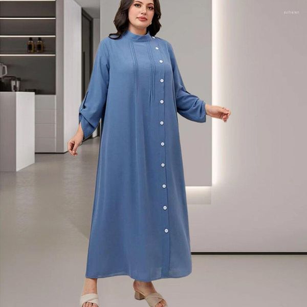 Ropa étnica Arabia Saudita Vestido delgado musulmán de moda de otoño de mujer de gran tamaño con sensación de alto grado para cubrir la carne y reducir la edad