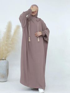 Etnische kleding Saoedische vrouwen Abayas Moslim Ramadan Gebed met Hooded Jalaba Solid Casual Batwing Sleeve Arabisch Oosterse mantel Eid Djellaba