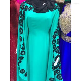 Etnische kleding Sea Green Dubai Marokko Kaftans Farasha Abaya -jurken zijn erg chique lang met Europese en Amerikaanse modetrends