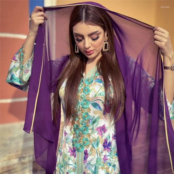 Vêtements ethniques vente Ramadan Eid musulman Abaya robe fleurs élégantes broderie longues Robes femmes vêtements modestes Robes F2942