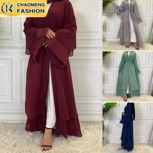 Vêtements ethniques Vente Dubaï Abaya Mousseline de mousseline de mousseline de mode Cardigan Musulman pour femmes Robe modeste Turquie Kaftan Ramadan Arabe Islamique