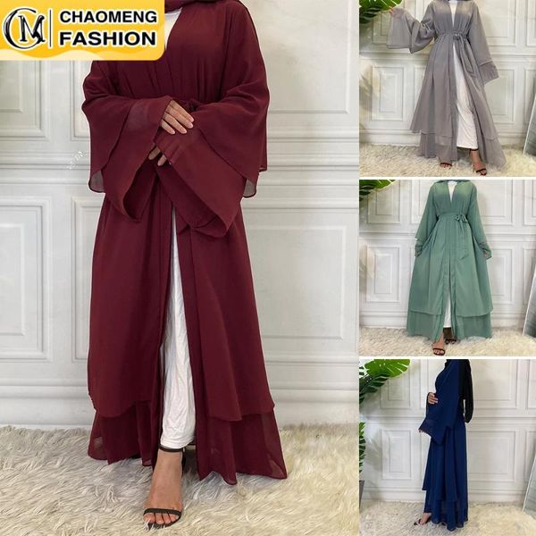 Vêtements ethniques Vente Dubaï Abaya Mousseline de mousseline de mousseline de mode Cardigan Musulman pour femmes Robe modeste Turquie Kaftan Ramadan Arabe Islamique