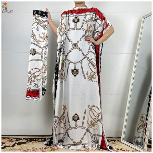 Vêtements ethniques vente mode classique vêtements africains dashiki robe tissu de soie femmes 2 pièces imprimé robe ample MS222 230321