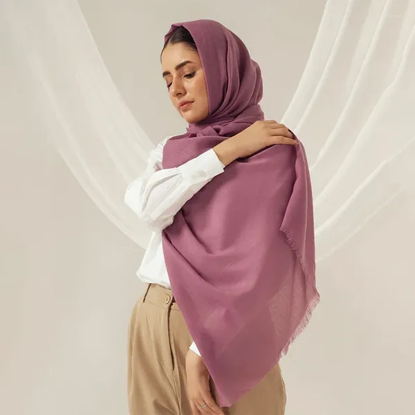 Vêtements ethniques vendant un poids léger clair Hijabs exclusif Hijabs Rayon Cotton Ex-Tassel