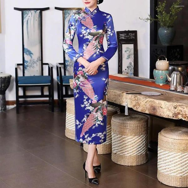 Vêtements ethniques Cheongsam à col semi-montant pour femmes, robe rétro élégante, style national chinois, imprimé floral