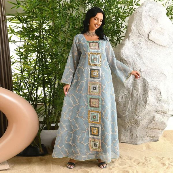 Vêtements ethniques Robe de soirée à paillettes Femmes musulmanes Robe de broderie en vrac Abayas Party Ramadan Caftan Kaftan Élégant Turquie Dubaï