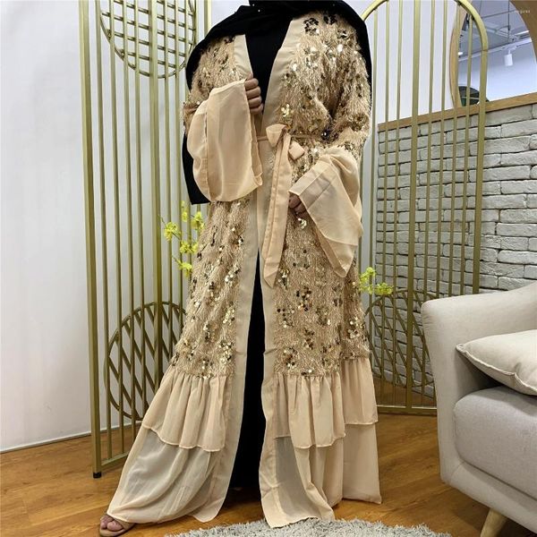 Vêtements ethniques Paillettes Caftan Robe Soirée Dubaï Abaya Kimono Turquie Islam Musulman Hijab Robe Femmes Afrique Musulman De Mode Caftan