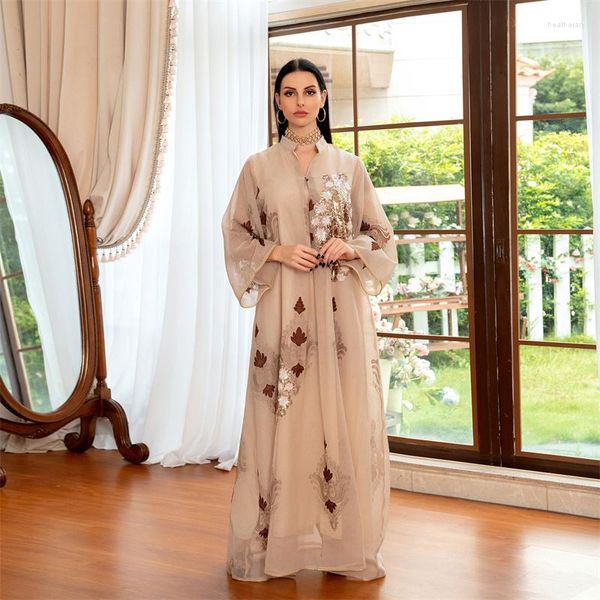 Vêtements ethniques Sequnins Jalabiya pour femmes robes élégantes grande taille Abaya gaze maille musulman Hijab robe dubaï arabe islamique fête de l'aïd