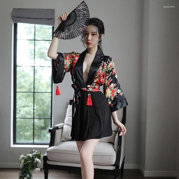 Vêtements ethniques Sexy Kimono Robe Femme Style Japonais Haori Sakura Kawaii Filles Pyjamas Yukata Peignoir Geisha Uniforme Chemise De Nuit Partie
