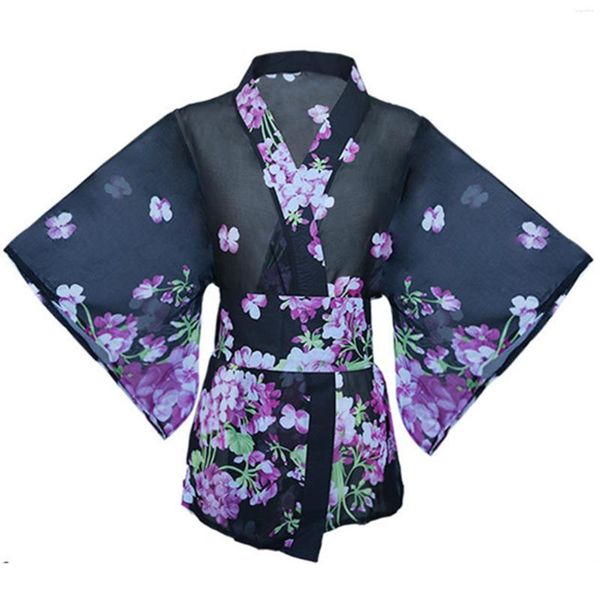 Vêtements ethniques Lingerie Sexy Vêtement évidé Kimono japonais Uniforme féminin Ensemble de tentation Costume de performance étudiante Robe pour femme