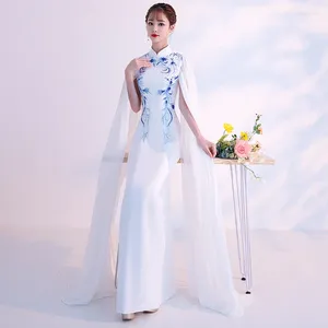 Vêtements ethniques Sexy Slim Party Cheongsam Vintage Style chinois Femmes Mariage Qipao Robe de soirée élégante sans manches longue robe rétro
