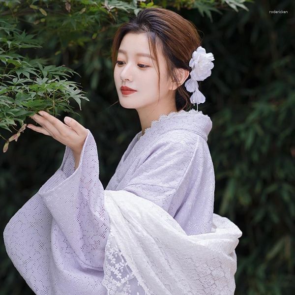 Vêtements ethniques Sexy Femmes Filles Japonais Traditionnel Kimono Robe Avec Obi Fleur Imprimer Manches Longues Yukata Cosplay Stage Robe De Performance