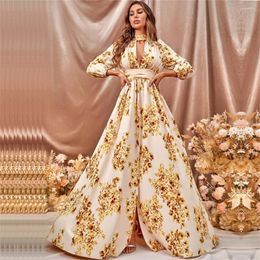 Vêtements ethniques Sexy Femmes Imprimer Maxi Robe Creux Out Col V Soirée Formelle Robes Longues Halter Tie Back Robe Élégante Mode Mariage Bal