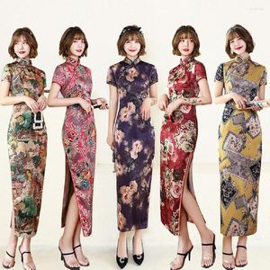 Vêtements ethniques Shanghai Story robe chinoise longue Cheongsam fleur imprimer Qipao pour les femmes 8 couleurs