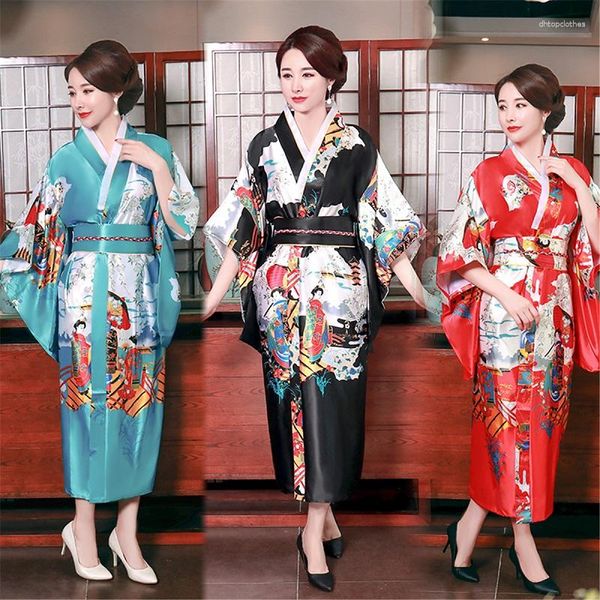 Vêtements ethniques Shanghai Story Kimono Yukata Robe de soirée Costume de cosplay japonais Floral Taille unique