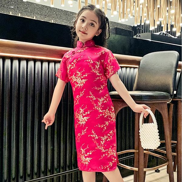 Ropa étnica sheng coco para niños vestidos cheongsam de ciruela