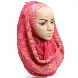 Vêtements ethniques Shimmer Lurex Musulman Hijab Châles Dégradé Couleur Stripe Foulards Pour Femmes Wraps Bandeau Froissé Arabe Turban Chapeaux