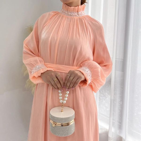 Vêtements ethniques Abaya musulman brillante pour femmes élégantes Sequin Long Maxi Durquie Dubaï Saudi Kaftan Eid Party Arab Islam Robe Ramadan