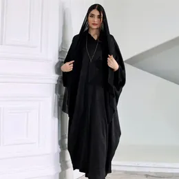 Abbigliamento etnico Raso lucido Aperto Abaya Abito modesto Dubai Turchia Caftano Kimono Cardigan Donne musulmane Abito Islam Eid Ramadan Abito Jalabiya