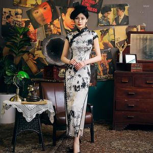 Ropa étnica Seda Cheongsam Vestido de noche Estilo chino Tallas grandes Qipao Tradicional Tang Cosplay Fiesta personalizada Falda elegante Oriental