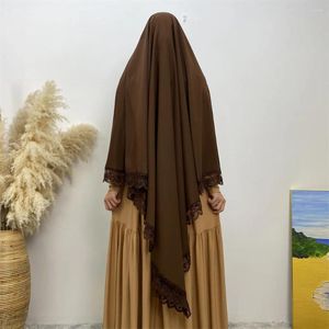 Vêtements ethniques Foulard monocouche en dentelle Khimar Longue écharpe Femmes musulmanes Prière Hijab Niqab Nikab Burqa Abayas Abaya Islam Coiffe