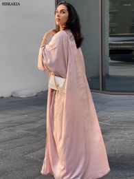 Vêtements ethniques Siskakia Arabe Dubaï Fashion Casual Satin Open Kimono Abaya Femmes musulmanes Eid Turc Morocain Kaftan Saudi Robe 2024