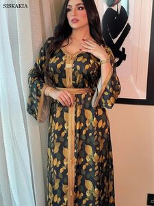 Vêtements ethniques Siskakia élégant imprimé ethnique Maxi robe pour femmes printemps automne musulman Jalabiya Dubaï marocain Caftan vêtements féminins 230425