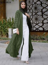 Etnische Kleding Siskakia Mode Moslim Kimono Abaya Effen Gestreept Retro Etnisch Vest Gewaad Dubai Midden-Oosten Saoedi-Arabië Eid Kleding 230616