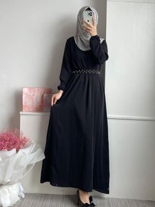 Vêtements ethniques doux moyen-orient musulman Abaya robe dubaï mode féminine couleur Pure longue clouée perle Hui femmes