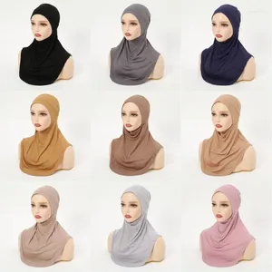 Vêtements ethniques Soft Solid Couleur Modal Musulman Femmes Enveloppé Foulard Chapeaux Simple Islamique Femme Basic Élastique Intérieur Turban Cap Chapeaux