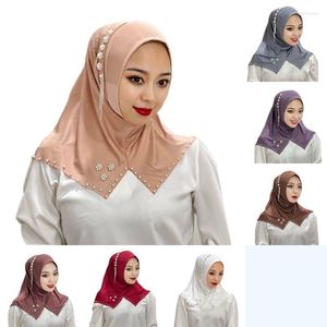 Etnische Kleding Effen Kleur Kralen Een Stuk Amira Hijab Hoeden Mode Moslim Vrouwen Tulband Sjaals Hoofddeksels Dragen Direct Party Hoofddoek Cap