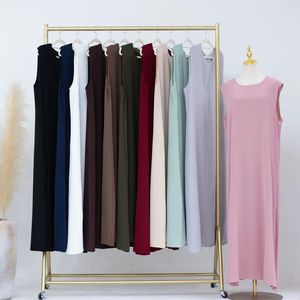 Vêtements ethniques Robes de fond de couleur unie pour femmes musulmanes Ramadan Eid-al-Adha ouvert Abaya correspondant gilet longue robe intérieure vêtements vêtements